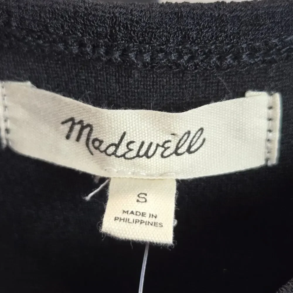 NWT Madewell Crepe Square-Neck Puff-Sleeve‎ Top Black Small Romantic Whimsygoth